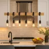 Lampa sufitowa wisząca żyrandol oprawa LED 6xE27 LOFT drewniana nad blat-5904703010234