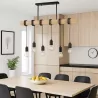Lampa sufitowa wisząca żyrandol oprawa LED 6xE27 LOFT drewniana nad blat-5904703010234