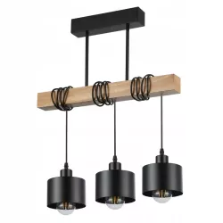 Lampa sufitowa wisząca żyrandol LED 3x E27 oprawa LOFT DREWNO drewniana dąb-5904703010999