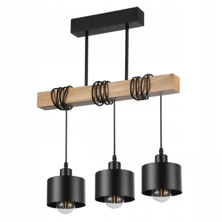 Lampa sufitowa wisząca żyrandol LED 3x E27 oprawa LOFT DREWNO drewniana dąb-5904703010999