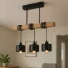 Lampa sufitowa wisząca żyrandol LED 3x E27 oprawa LOFT DREWNO drewniana dąb-5904703010999