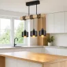 Lampa sufitowa wisząca żyrandol LED 3x E27 oprawa LOFT DREWNO drewniana dąb-5904703010999