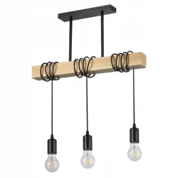 Lampa sufitowa wisząca żyrandol LED 3x E27 oprawa LOFT drewniana dąb-5903002038475