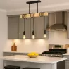 Lampa sufitowa wisząca żyrandol LED 3x E27 oprawa LOFT drewniana dąb-5903002038475