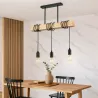 Lampa sufitowa wisząca żyrandol LED 3x E27 oprawa LOFT drewniana dąb-5903002038475