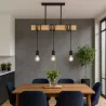 Lampa sufitowa wisząca żyrandol LED 3x E27 oprawa LOFT drewniana dąb-5903002038475