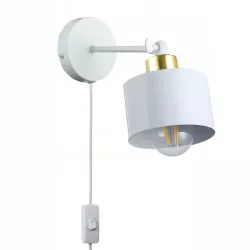 Kinkiet ścienny lampa wewnętrzna ścienna E27 LED biały złoty włącznik-5903002038505