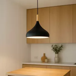 Lampa Wisząca Sufitowa E27 Żyrandol LOFT NOWOCZESNA czarna drewniana-5904703015222