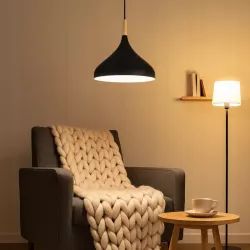 Lampa Wisząca Sufitowa E27 Żyrandol LOFT NOWOCZESNA czarna drewniana-5904703015222