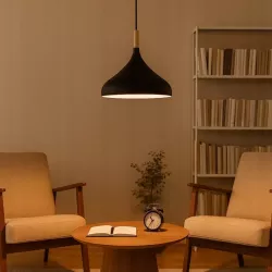 Lampa Wisząca Sufitowa E27 Żyrandol LOFT NOWOCZESNA czarna drewniana-5904703015222