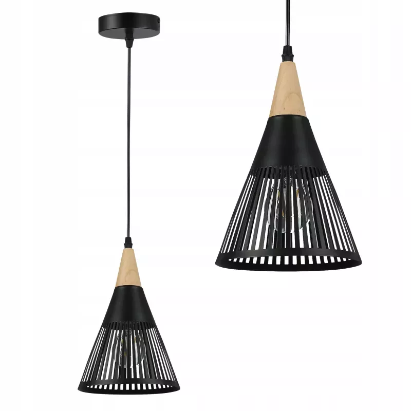 Lampa sufitowa wisząca żyrandol LED E27 oprawa LOFT DREWNO-5904703015246