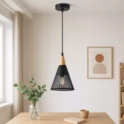 Lampa sufitowa wisząca żyrandol LED E27 oprawa LOFT DREWNO-5904703015246