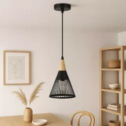 Lampa sufitowa wisząca żyrandol LED E27 oprawa LOFT DREWNO-5904703015246