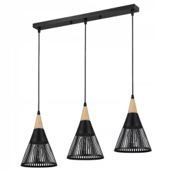 Lampa sufitowa wisząca żyrandol LED 3x E27 oprawa LOFT Drewniana-5904703015253