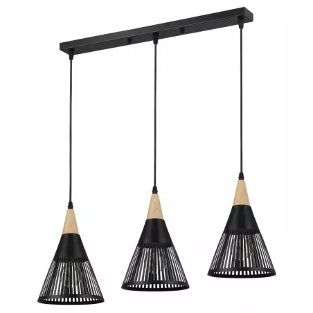 Lampa sufitowa wisząca żyrandol LED 3x E27 oprawa LOFT Drewniana-5904703015253