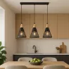 Lampa sufitowa wisząca żyrandol LED 3x E27 oprawa LOFT Drewniana-5904703015253