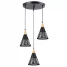 LAMPA WISZĄCA SUFITOWA 3x E27 ŻYRANDOL LOFT NOWOCZESNA STOŻEK drewno-5904703015260