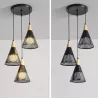 LAMPA WISZĄCA SUFITOWA 3x E27 ŻYRANDOL LOFT NOWOCZESNA STOŻEK drewno-5904703015260