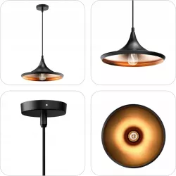 LAMPA WISZĄCA SUFITOWA E27 ŻYRANDOL LOFT NOWOCZESNA STOŻEK czarna-5904703015277