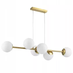 Lampa sufitowa wisząca żyrandol 6xE27 szklana kula LOFT 90cm złoty biały-5904703015314