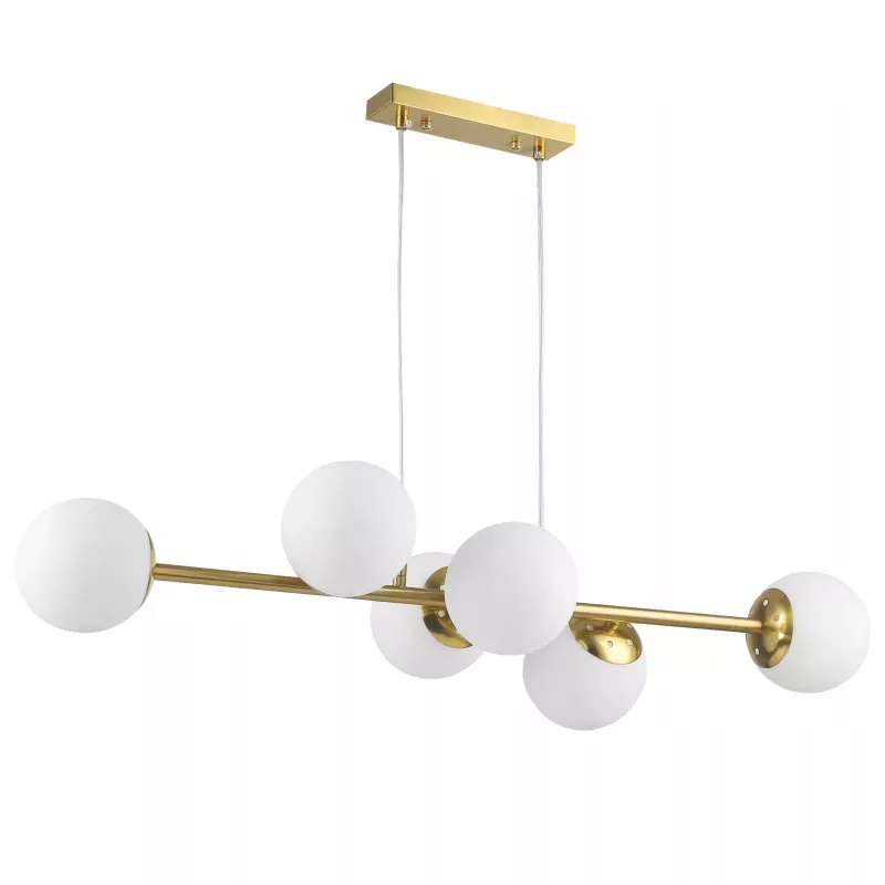 Lampa sufitowa wisząca żyrandol 6xE27 szklana kula LOFT 90cm złoty biały-5904703015314