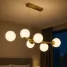 Lampa sufitowa wisząca żyrandol 6xE27 szklana kula LOFT 90cm złoty biały-5904703015314