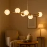 Lampa sufitowa wisząca żyrandol 6xE27 szklana kula LOFT 90cm złoty biały-5904703015314