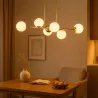 Lampa sufitowa wisząca żyrandol 6xE27 szklana kula LOFT 90cm złoty biały-5904703015314