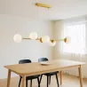 Lampa sufitowa wisząca żyrandol 6xE27 szklana kula LOFT 90cm złoty biały-5904703015314