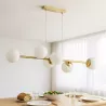 Lampa sufitowa wisząca żyrandol 6xE27 szklana kula LOFT 90cm złoty biały-5904703015314