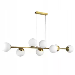 Lampa sufitowa wisząca żyrandol szklana kula 8xE27 LOFT 120cm złota biała-5904703015338
