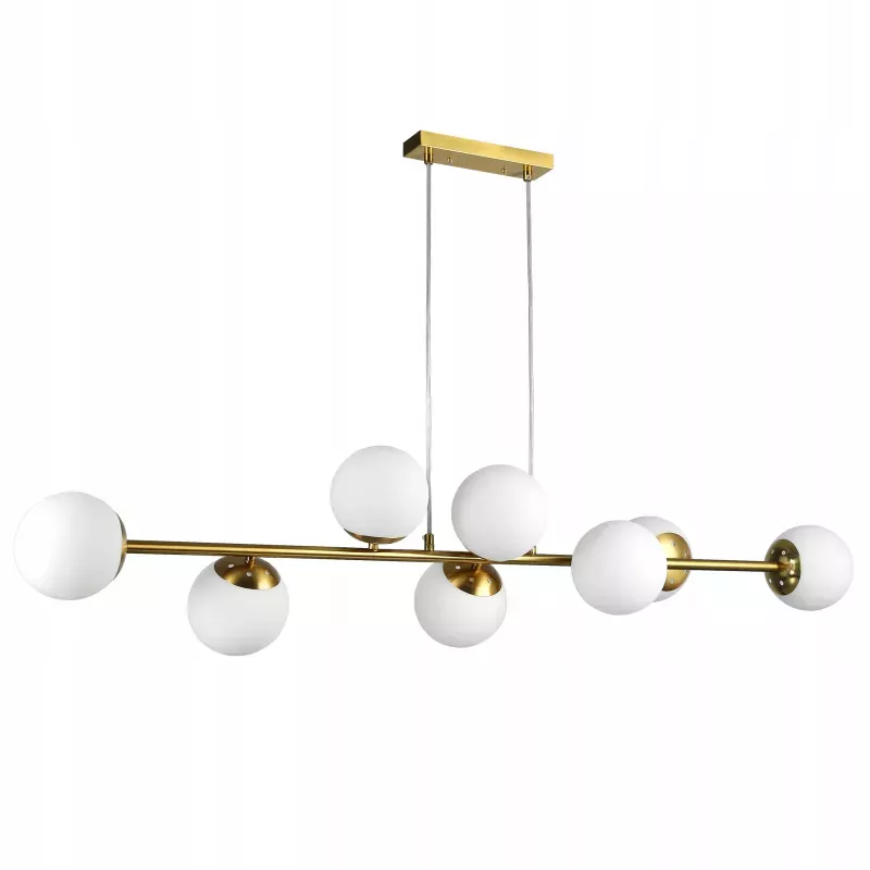 Lampa sufitowa wisząca żyrandol szklana kula 8xE27 LOFT 120cm złota biała-5904703015338
