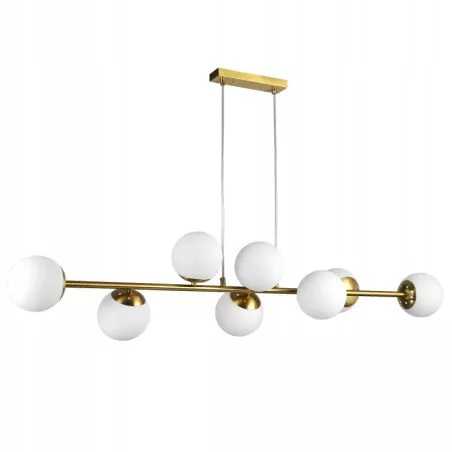 Lampa sufitowa wisząca żyrandol szklana kula 8xE27 LOFT 120cm złota biała-5904703015338