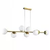 Lampa sufitowa wisząca żyrandol szklana kula 8xE27 LOFT 120cm złota biała-5904703015338