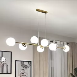 Lampa sufitowa wisząca żyrandol szklana kula 8xE27 LOFT 120cm złota biała-5904703015338