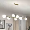 Lampa sufitowa wisząca żyrandol szklana kula 8xE27 LOFT 120cm złota biała-5904703015338