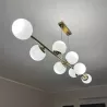 Lampa sufitowa wisząca żyrandol szklana kula 8xE27 LOFT 120cm złota biała-5904703015338