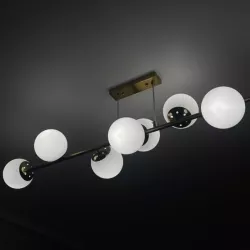 Lampa sufitowa wisząca żyrandol szklana kula 8xE27 LOFT 120cm złota biała-5904703015338