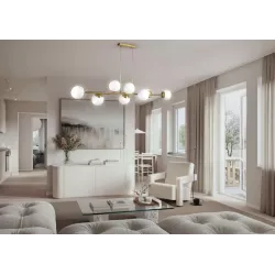 Lampa sufitowa wisząca żyrandol szklana kula 8xE27 LOFT 120cm złota biała-5904703015338