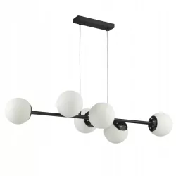 Lampa sufitowa wisząca szklana kula 6xE27 ŻYRANDOL LOFT 90cm czarny biały-5904703015307