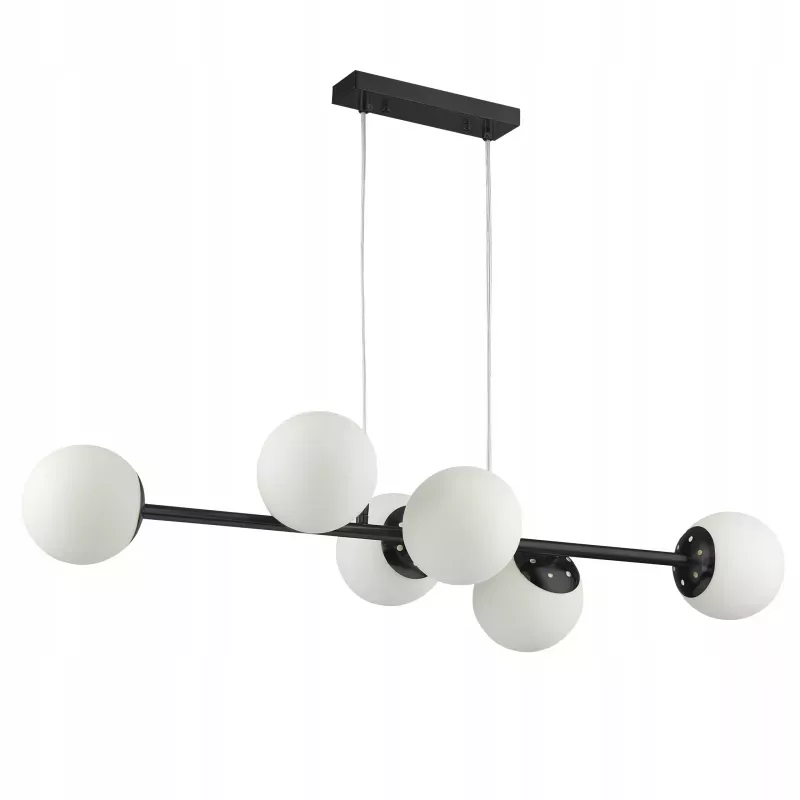 Lampa sufitowa wisząca szklana kula 6xE27 ŻYRANDOL LOFT 90cm czarny biały-5904703015307