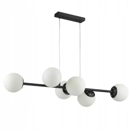 Lampa sufitowa wisząca szklana kula 6xE27 ŻYRANDOL LOFT 90cm czarny biały-5904703015307