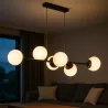 Lampa sufitowa wisząca szklana kula 6xE27 ŻYRANDOL LOFT 90cm czarny biały-5904703015307