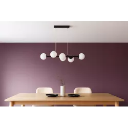 Lampa sufitowa wisząca szklana kula 6xE27 ŻYRANDOL LOFT 90cm czarny biały-5904703015307
