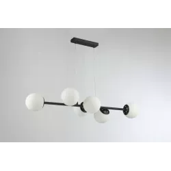 Lampa sufitowa wisząca szklana kula 6xE27 ŻYRANDOL LOFT 90cm czarny biały-5904703015307