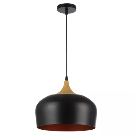 LAMPA WISZĄCA SUFITOWA E27 ŻYRANDOL LOFT NOWOCZESNA CZARNA+ZŁOTA drewno-5904703016380