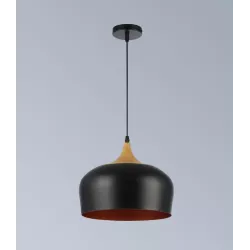 LAMPA WISZĄCA SUFITOWA E27 ŻYRANDOL LOFT NOWOCZESNA CZARNA+ZŁOTA drewno-5904703016380
