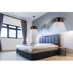 LAMPA WISZĄCA SUFITOWA E27 ŻYRANDOL LOFT NOWOCZESNA CZARNA+ZŁOTA drewno-5904703016380