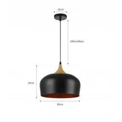 LAMPA WISZĄCA SUFITOWA E27 ŻYRANDOL LOFT NOWOCZESNA CZARNA+ZŁOTA drewno-5904703016380