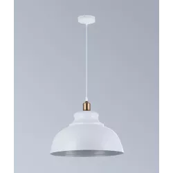 LAMPA WISZĄCA SUFITOWA E27 ŻYRANDOL LOFT NOWOCZESNA BIAŁA+MIEDŹ-5904703016434